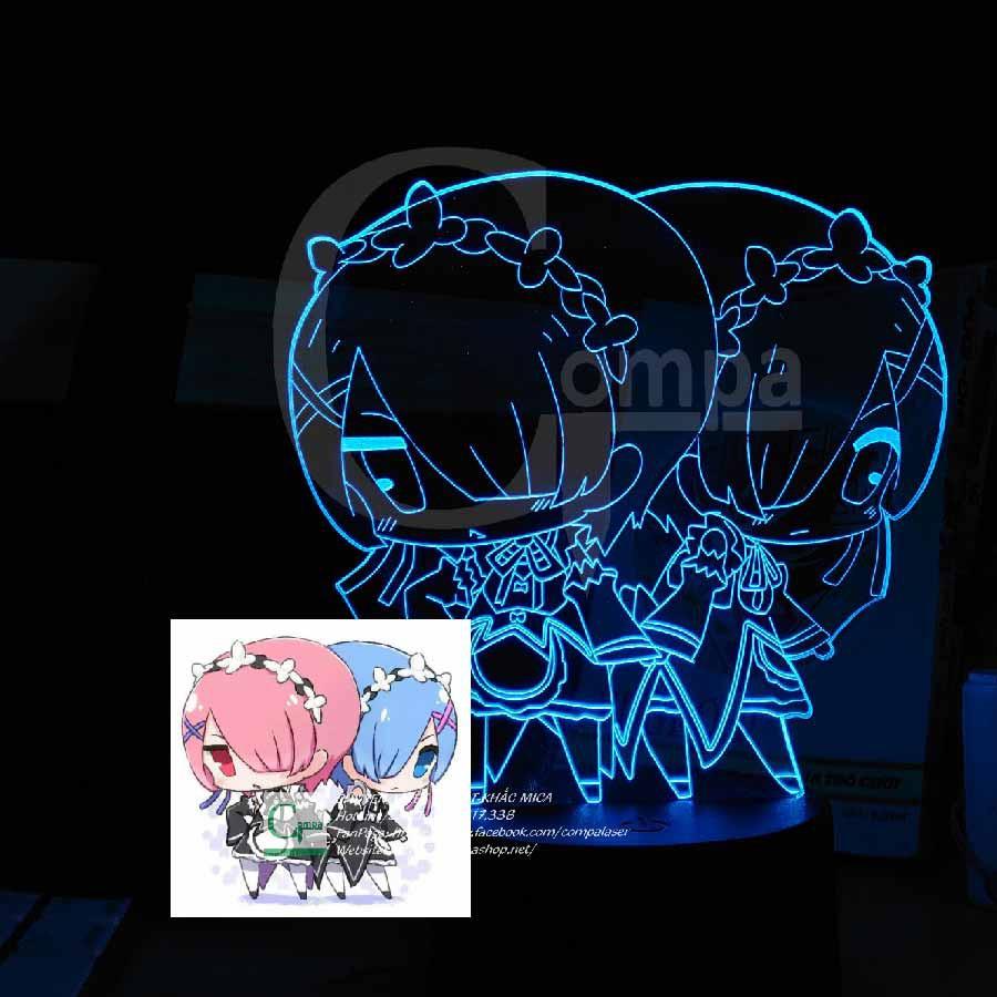 Đèn Ngủ RE ZERO Ram x Rem Chibi Type 02 AREZ9902 16 màu tùy chỉnh, quà tặng độc đáo