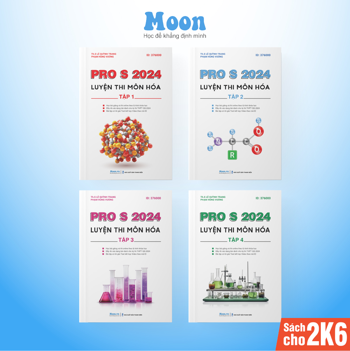 Bộ Sách ID MoonBook Luyện Thi Môn Hóa Học PRO S Kèm Khóa Học Cả Năm 2023 - 2024
