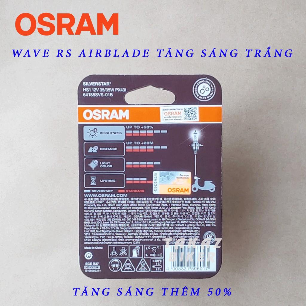 Bóng đèn HAL OSRAM HS1 Air Blade, Wave RS , Exciter , Vison tăng sáng +50% màu trắng 64185SVS-01B 35/35W 12V