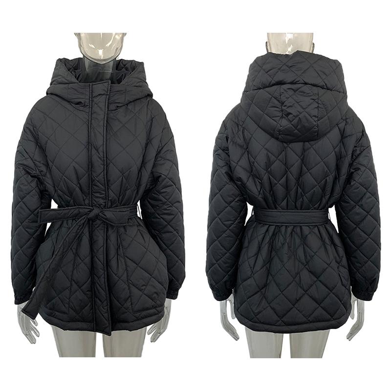 CP Dáng Rộng Arygle Trùm Đầu Parkas Nữ Thời Trang Chắc Chắn Dày Ngắn Áo Khoác Nữ Thanh Lịch Phối Dây Cotton Áo Khoác Nữ Nữ