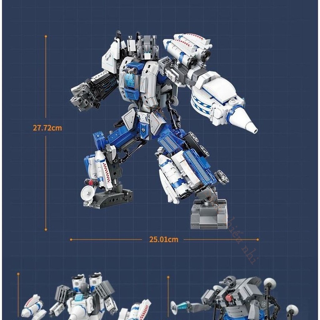 Đồ chơi - QMAN - 41312 Bộ đồ chơi xếp hình (hợp thể 5 trong 1) mô hình Robot không gian Ngẫu nhiên (KT 25x27.7x11.2cm)