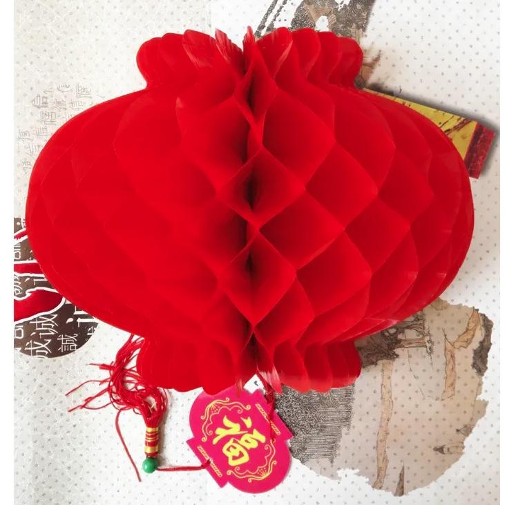 TÚI 10 ĐÈN LỒNG GIẤY ĐỎ trang trí Tết, quả cầu đỏ treo cây decor năm mới