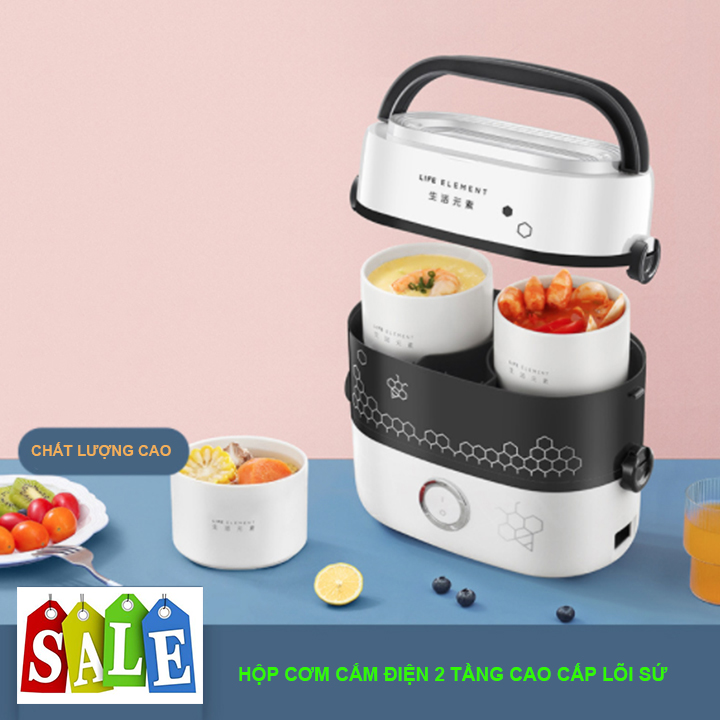 Hộp cơm cắm điện hâm nóng lõi sứ Cao Cấp- Cắm điện văn phòng tiện lợi, dễ sử dụng