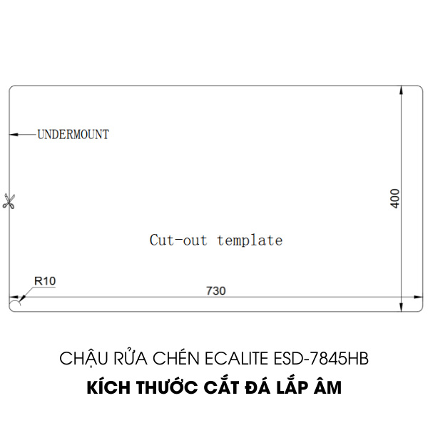 Chậu Rửa Chén Ecalite ESD-7845HB - Lắp Nổi/Lắp Âm - Inox 304 Siêu Bền - 1 Ngăn Cực Rộng - Hàng Chính Hãng