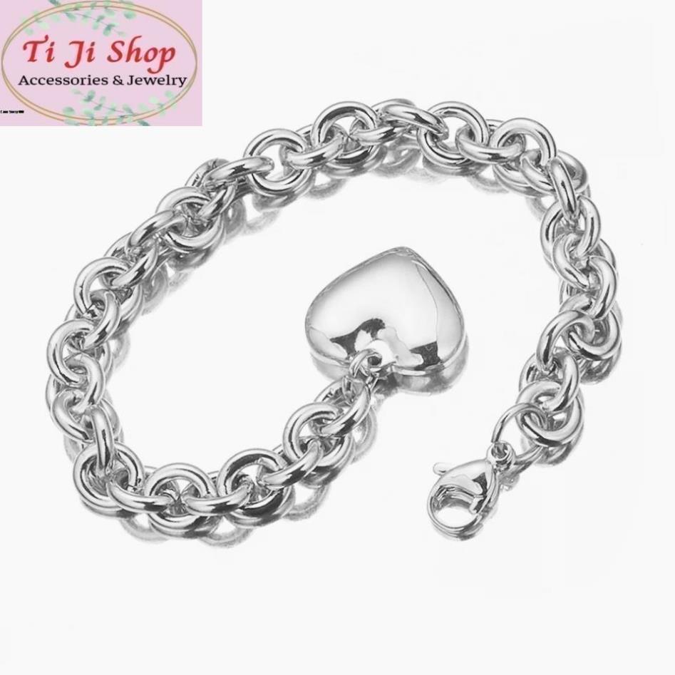 LẮC TAY NỮ INOX GẮN CHARM TRÁI TIM INOX KHÔNG ĐEN KHÔNG GỈ SÉT