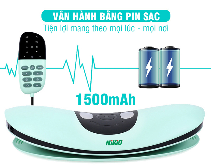 Máy Massage Lưng Và Thắt Lưng Nikio NK-158 - Công Nghệ Mát Xa Cải Tiến 4in1: Nhiệt Nóng, Xung Điện, Rung, Túi Khí - Hỗ Trợ Điều Trị Thoát Vị Đĩa Đệm, Thoái Hóa, Đau Cột Sống Lưng - Dòng Không Dây Pin Sạc, Có Remote Điều Khiển