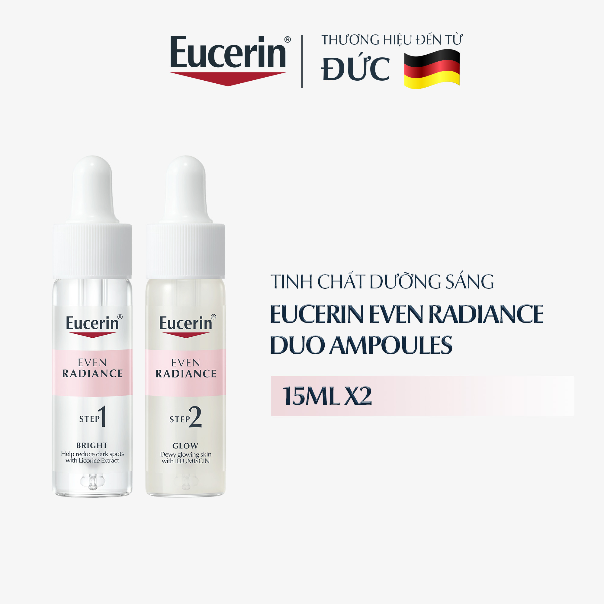 [Tặng Bọt rửa mặt 519K] Tinh chất dưỡng sáng 2 ống Eucerin Duo Ampoules (2x15ml)