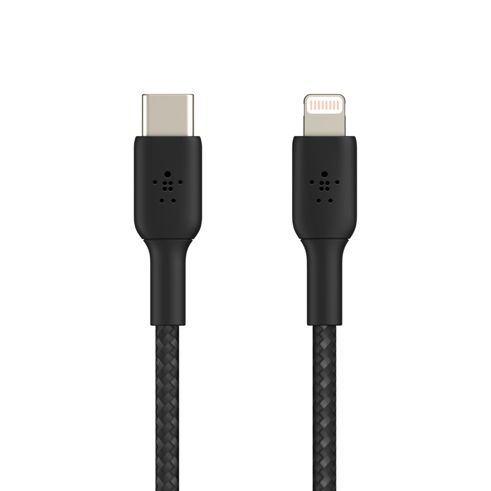 Cáp USB-C to Lightning BOOST↑CHARGE Belkin vỏ dù, chứng chỉ MFi, sạc nhanh 30W, 1m &amp; 2m - Hàng Chính Hãng CAA004bt