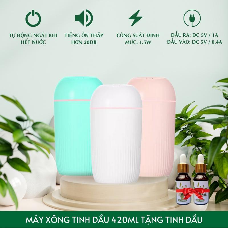 Máy phun sương tạo ẩm khuếch tán thơm phòng mini dung tích 420ml nhỏ gọn dùng trong phòng ngủ đuổi muỗi và côn trùng