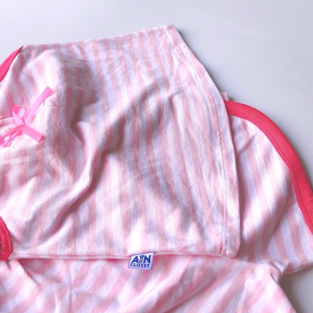 Bộ quần áo ngắn bé gái dây họa tiết Kẻ hồng thun cotton - AICDBGPTKHUH - AIN Closet