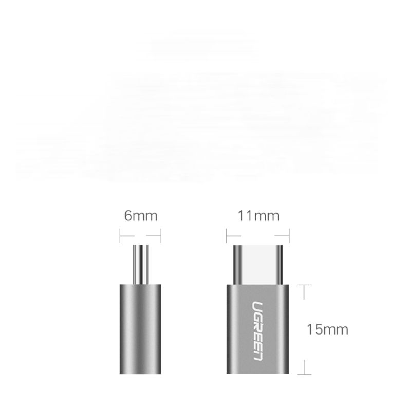 Đầu chuyển đổi USB type C sang Mircro USB hỗ trợ chức năng OTG, sạc và truyền dữ liệu, kết nối các thiết bị ngoại vi... UGREEN US189 40945 - Hàng chính hãng