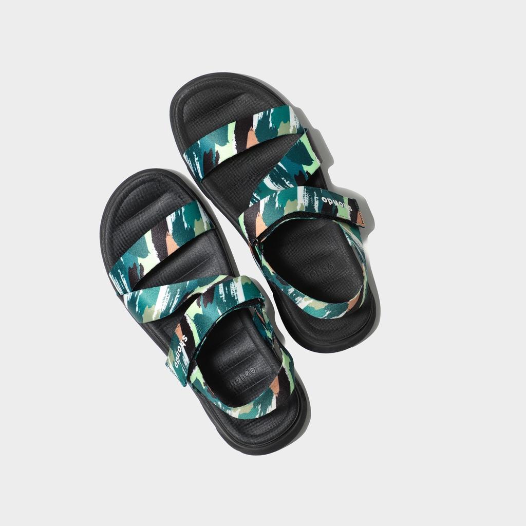 Giày Sandals Nam Nữ Unisex Shondo F6 Sport Quai Vệt Sơn Xanh Lá F6S1040