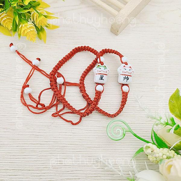 Vòng tay chỉ đỏ mèo ai cũng đeo được có dây rút