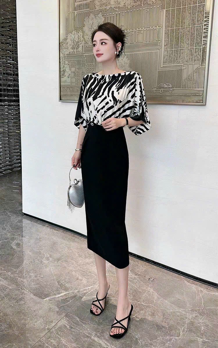 ĐẦM BODY HỌA TIẾT TAY DƠI CAO CẤP