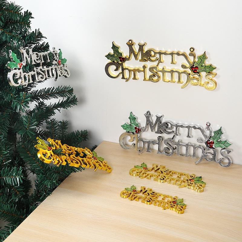 Phụ Kiện Trang Trí Cây Thông Giáng Sinh Hình Chữ Merry Christmas 3D Kích Thước 14 / 20cm