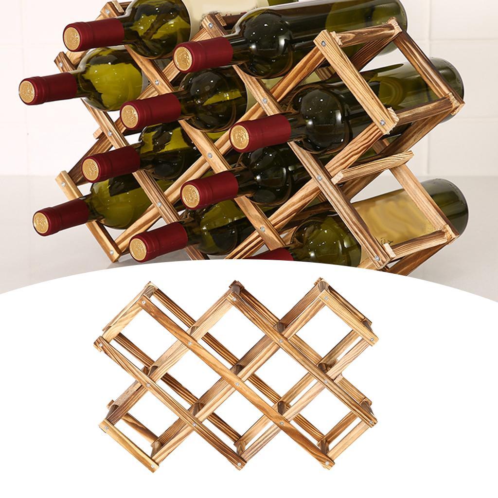 2 Pieces Wood Red Wine Rack Wine Racks Wine Bottle Holder Bar Freestanding