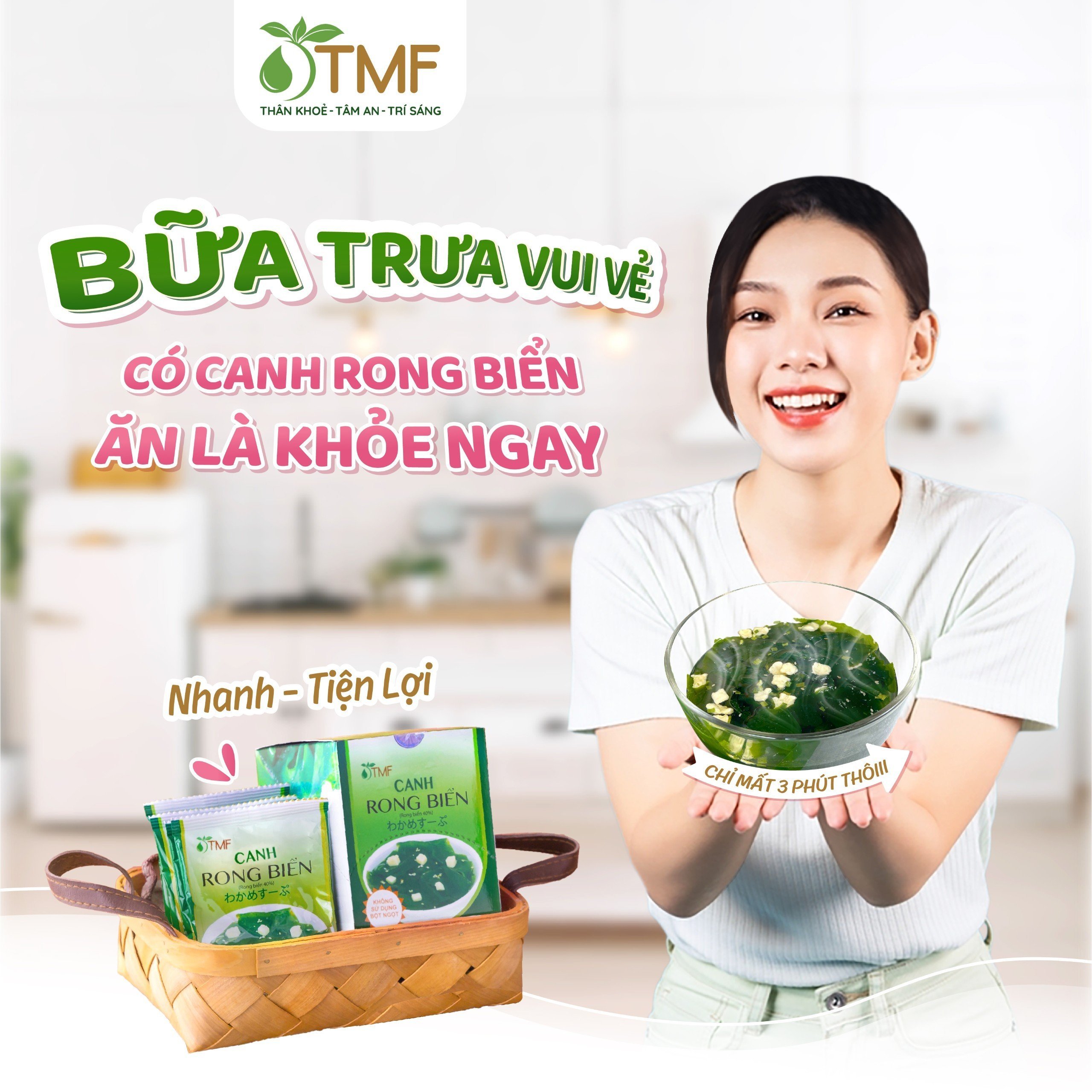 1 gói canh rong biển đậu hũ ăn liền nấu canh không bột ngọt cho bé TÂM MINH FOODS