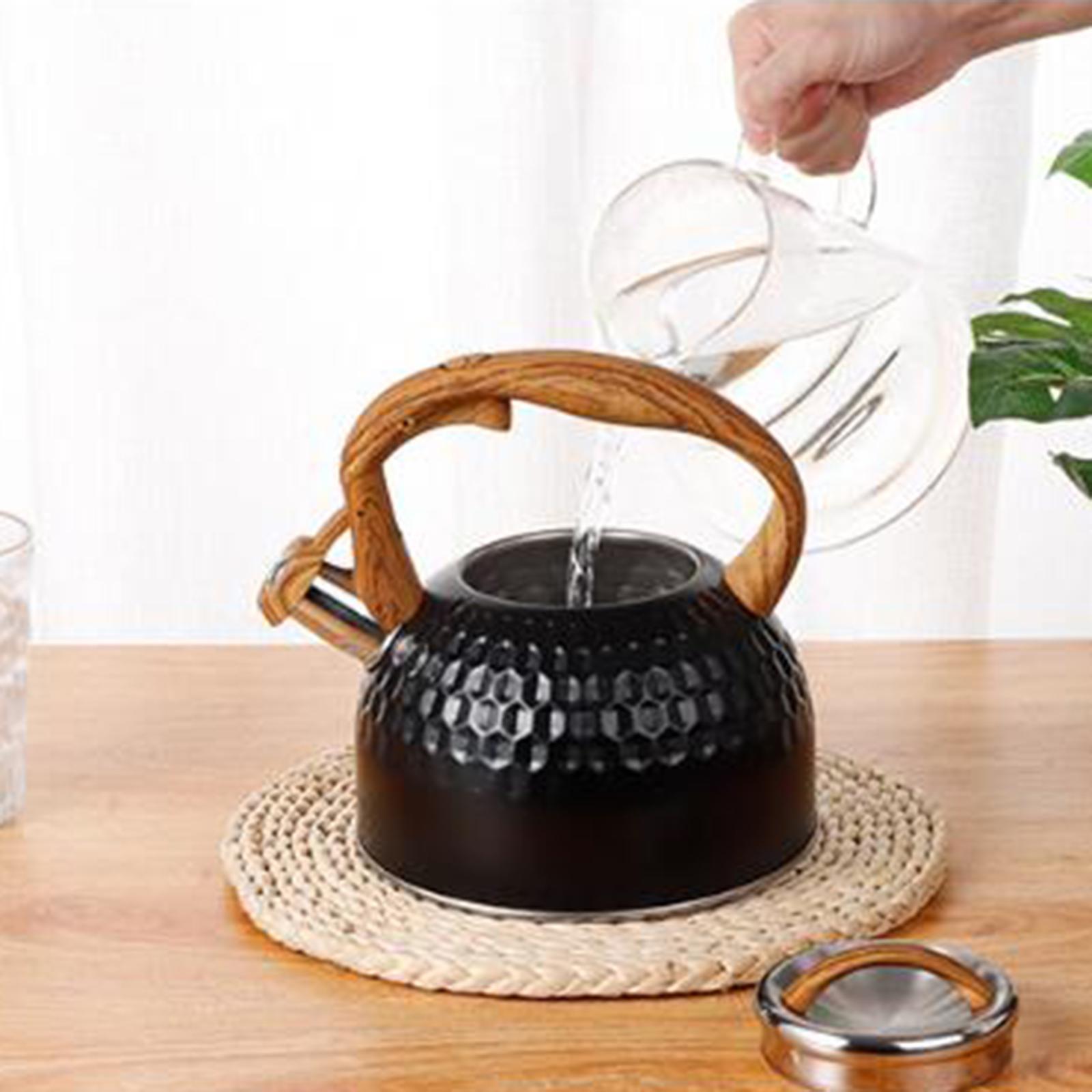 2500ml Black Stainless Steel Tea Pot Whistling Kettle for Electric Cooktop
