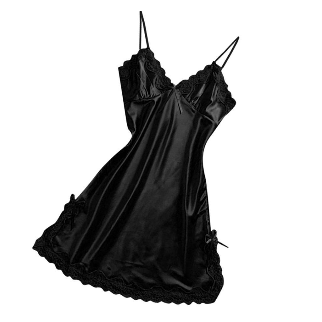 Lace Trim Lingerie Satin Sleepwear