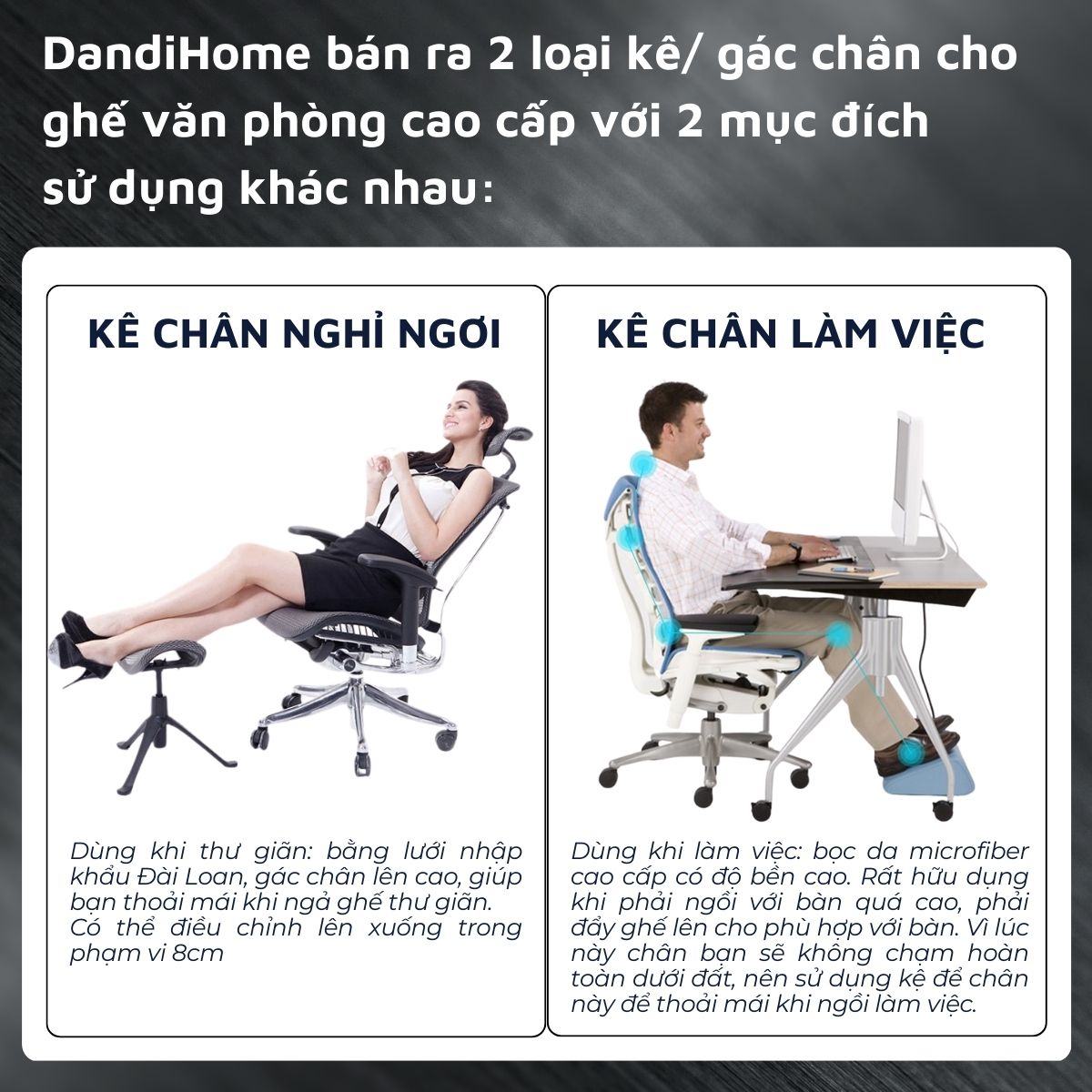 Kệ để chân ghế văn phòng DandiHome cao cấp