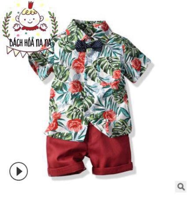 COMBO FULL SET Bộ quần áo bé trai Phong cách Hawai (Hàng loại 1) Cotton Thấm hút mồ hôi tốt - Nana Shop