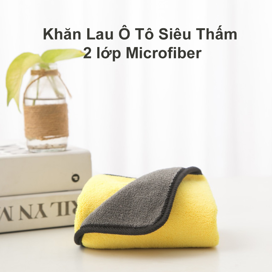 Khăn Lau Ô Tô 2 lớp Siêu Thấm 30cm x 30cm (Màu ngẫu nhiên)