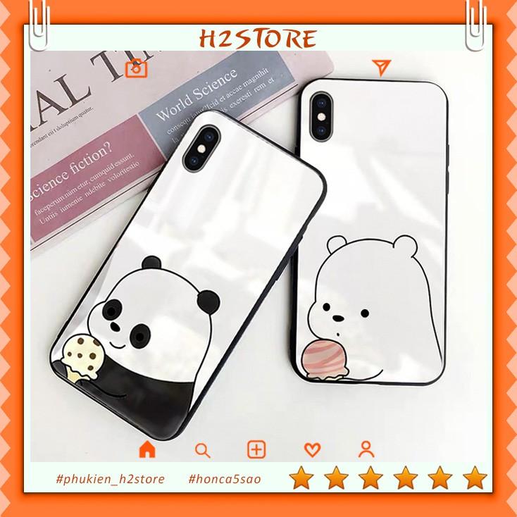 Ốp kính cường lực cặp đôi gấu Dành Cho iphone 6 s plus 7 8 plus Xr X s max 11 11 pro max 12 mini 12 pro max se2