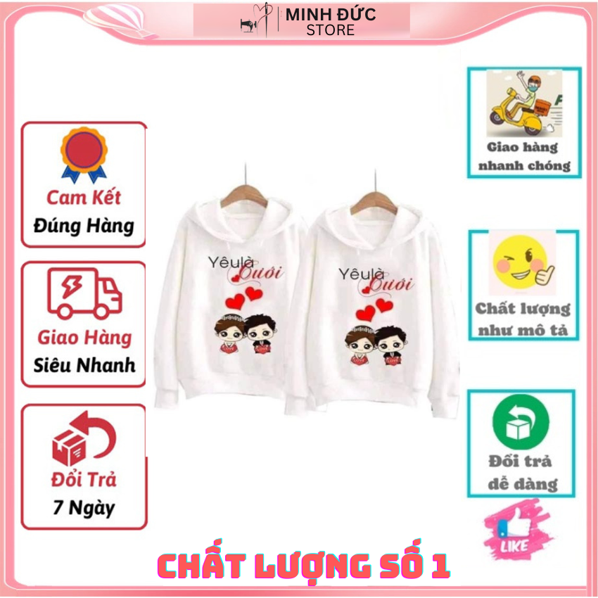 Áo Đôi, Đồ Đôi Với Người Yêu Đi Chơi MM12, Áo Nỉ Nam Nữ Có Mũ In Yêu Là Cưới ý Nghĩa