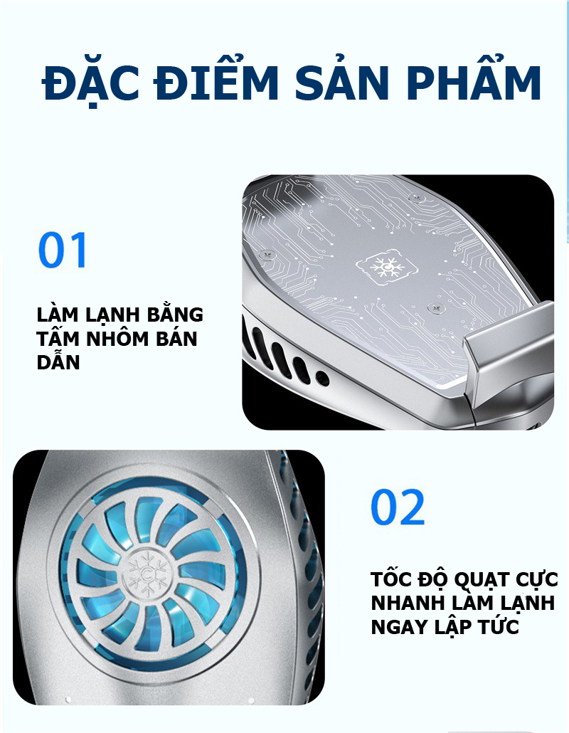 Đế tản nhiệt điện thoại K3 làm lạnh bán dẫn có đèn LED siêu đẹp tốc độ quạt 7000 vòng/ phút