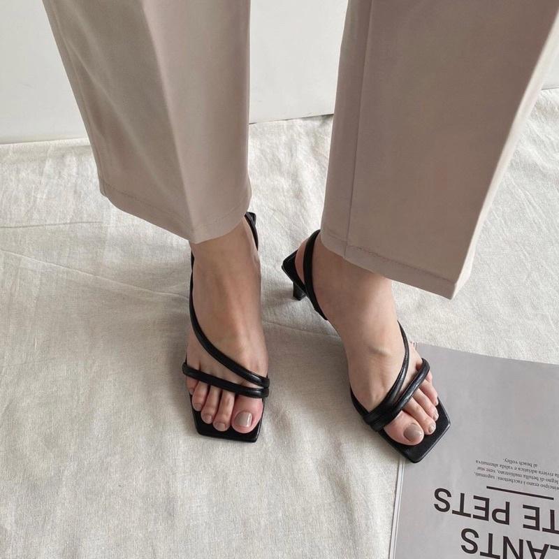 GIÀY SANDAL QUAI CHÉO HẬU GÓT THÁP 6P - SANDAL QUAI NGANG MANG ĐƯỢC 2 KIỂU