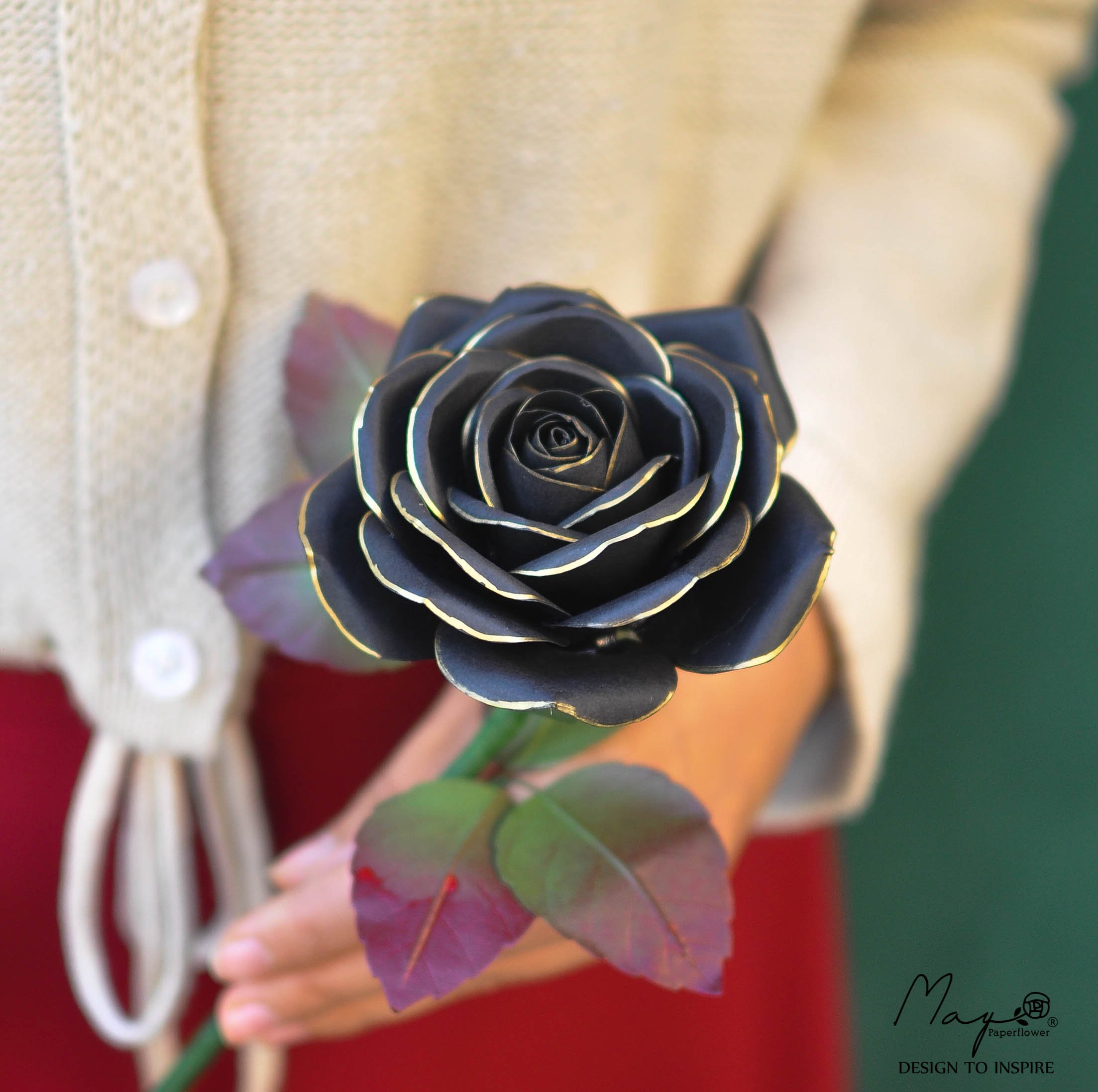Hoa giấy handmade cao cấp - Black Rose Maypaperflower - hoa giấy nghệ thuật