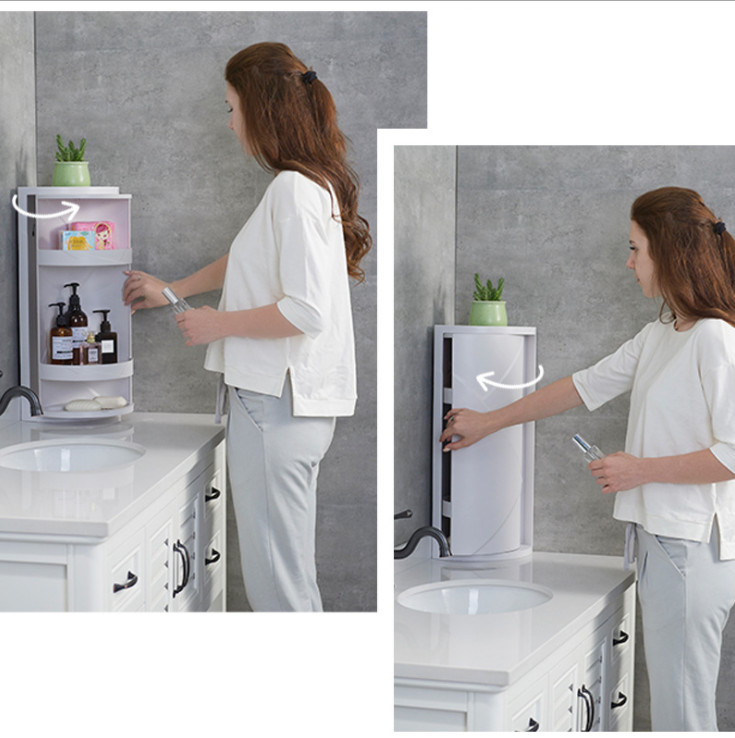 Kệ để góc bàn, góc nhà tắm tiết kiệm không gian 3 tầng, xoay 90 độ