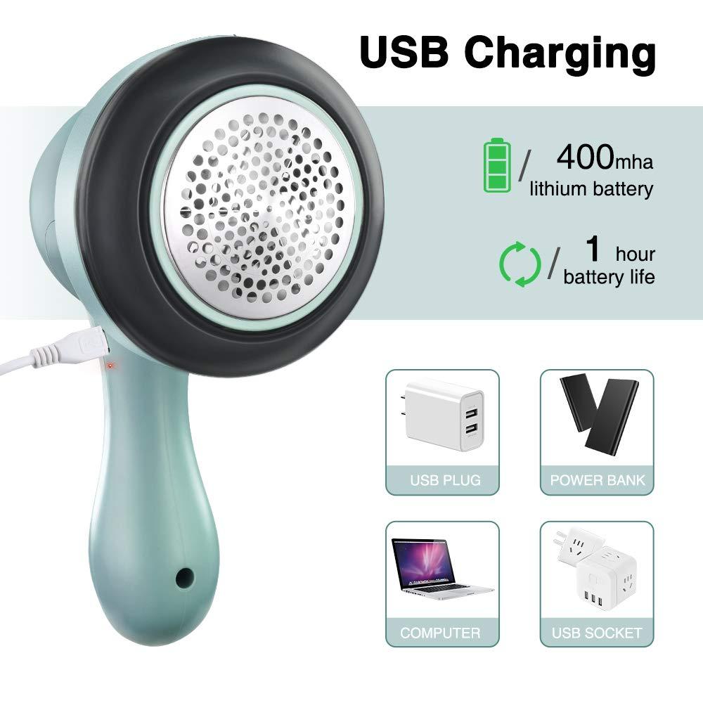 Air Anti Bouloche, Dao cạo USB Bouloche có thể sạc lại, dao cạo dệt may điện với 2 lưỡi dao dự phòng và làm sạch quần áo, chăn, đệm, áo len, thảm, thảm