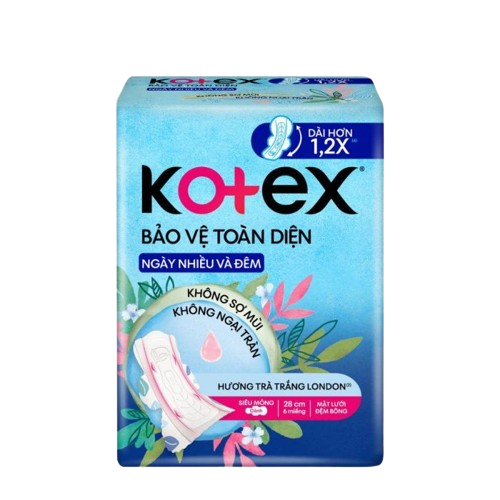 Combo 4 gói Băng Vệ Sinh Kotex Bảo Vệ Toàn Diện Ngày Nhiều và Đêm 28cm SMC - Gói 6 miếng