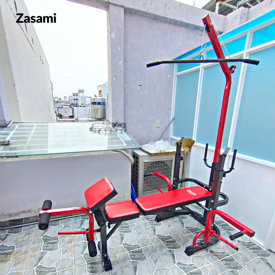 Giàn Tạ Đa Năng Zasami SGT-8210 Plus - kèm 50kg tạ gang, 1 đòn 1m5, và 1 đôi găng tay