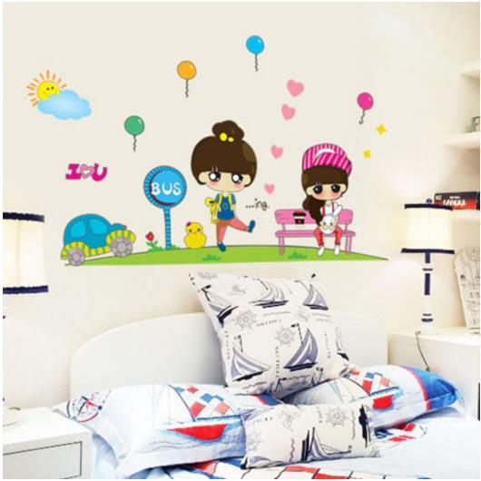 Decal trang trí những cô gái hoạt hình đáng yêu