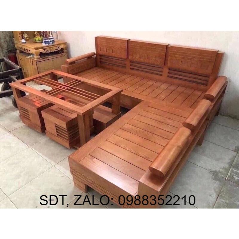 bàn ghế góc L gỗ sồi