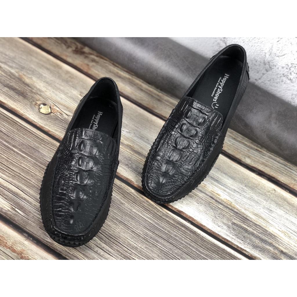 Giày Lười Nam Công Sở Da Bò Thật Dập Vân Cá Sấu - HS0082