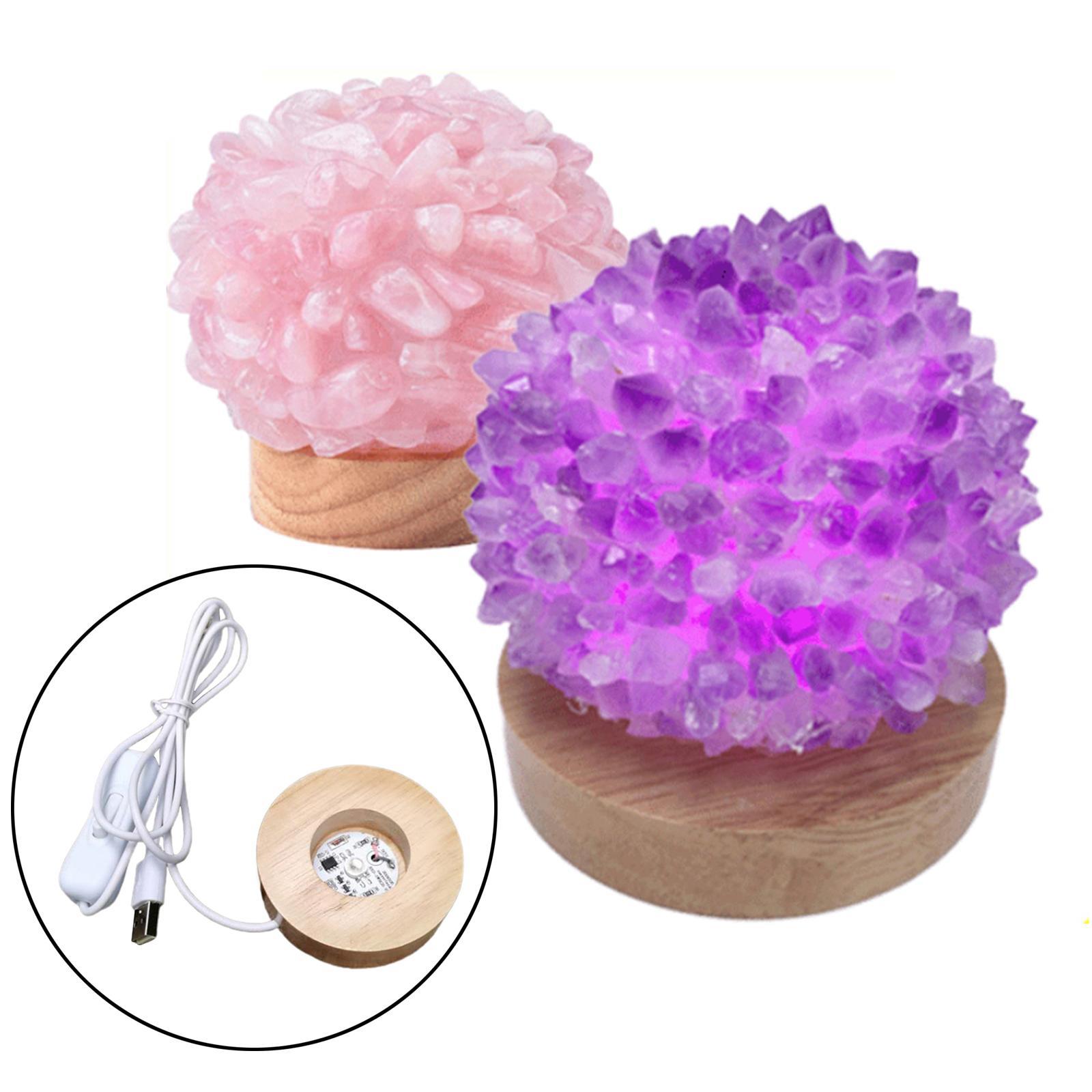 Set of 2 LED Night Light Base Acrylic Display Holder Lamp for Crystals Lights