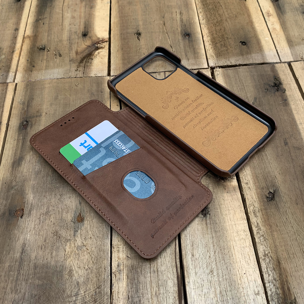 Bao da kiêm ví dành cho iPhone 11 Pro Max - Màu nâu