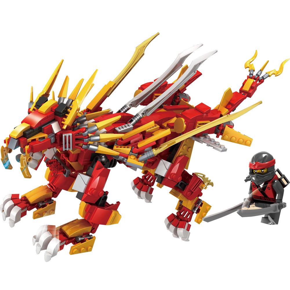 Đồ chơi lắp ráp xếp hình lắp ghép ninja Rồng đỏ chiến đấu có 800Pcs với 4 nhân vật