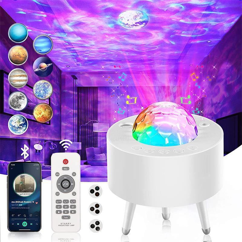 Phong cách mới nhất vũ trụ đầy sao đèn chiếu loa bluetooth điều khiển từ xa máy chiếu chân máy đầu giường bầu không khí sáng tạo đèn đèn ngủ