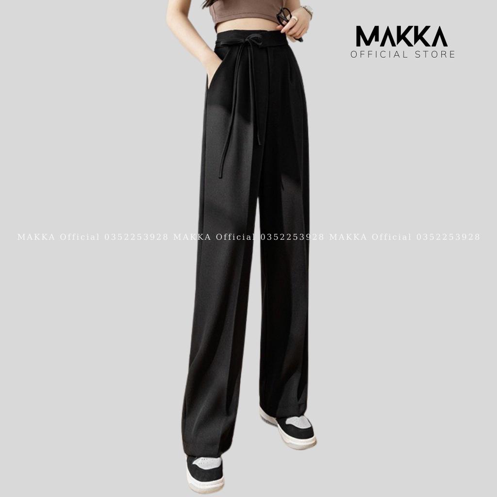 Quần Ống Rộng MAKKA cạp cao thắt dây cực xinh, quần tây công sở suông dài MAKKA