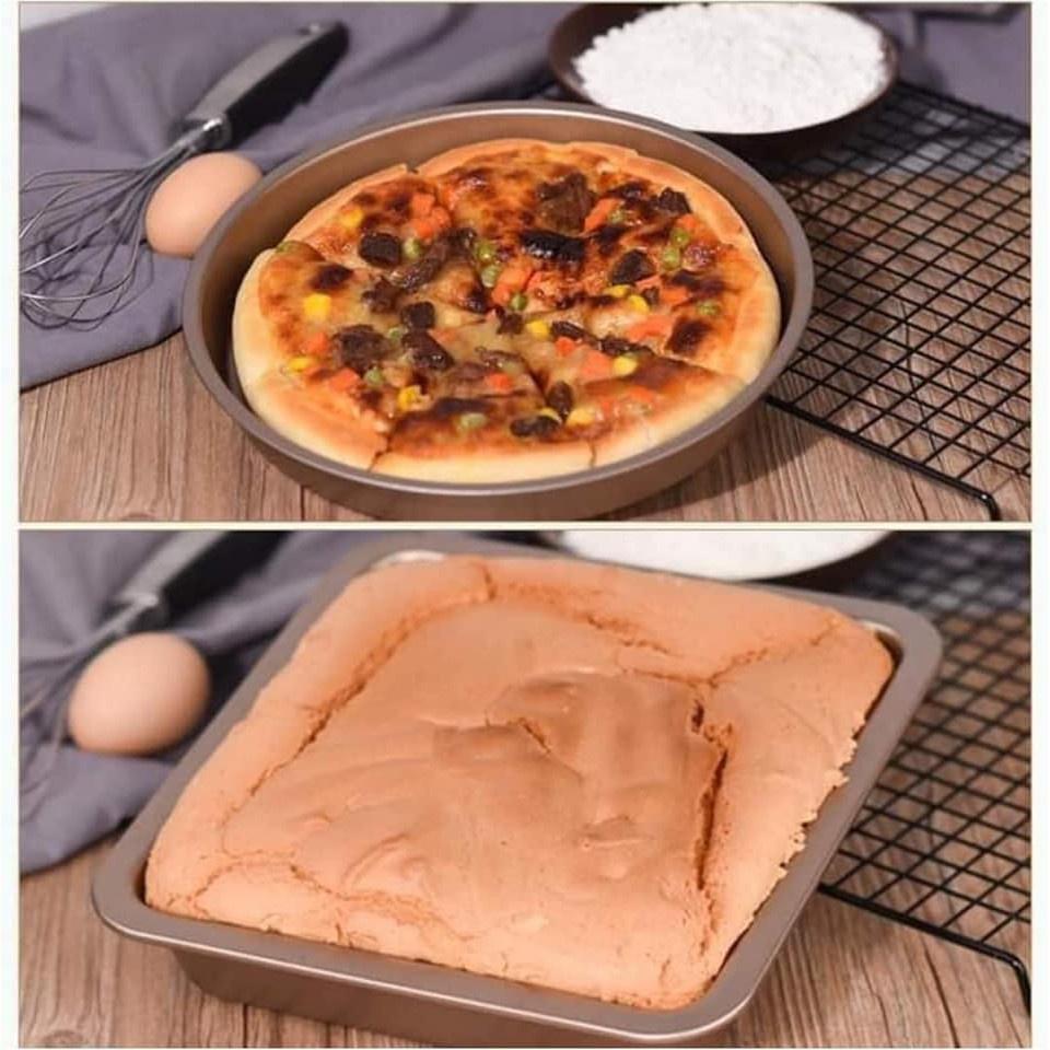 Khay nướng bánh sét 5 khay chất liệu carbon cao cấp chống dính làm bánh mì pizza đủ size bé đền lớn tiện dụng