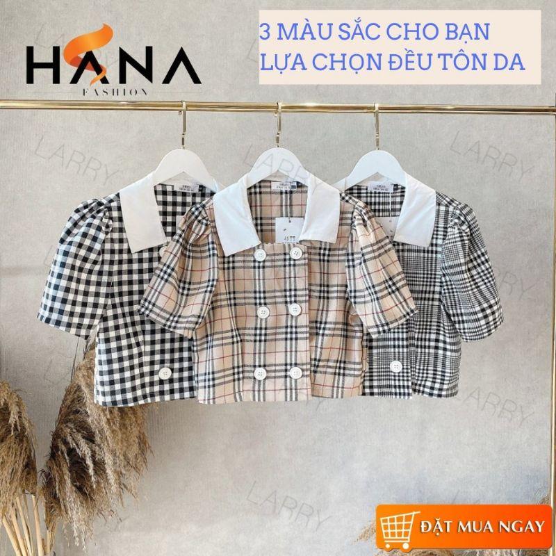 Set áo croptop chân váy kẻ caro 3 màu thiết kế HANA - S109