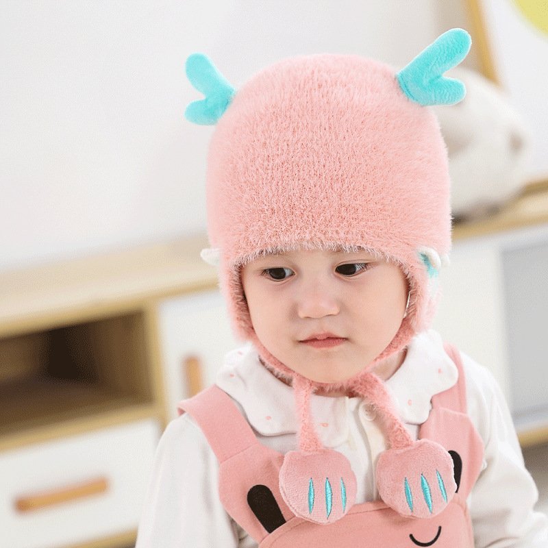 Mũ len lông tuyết Sừng Nai kèm bịt tai cực ấm cho bé