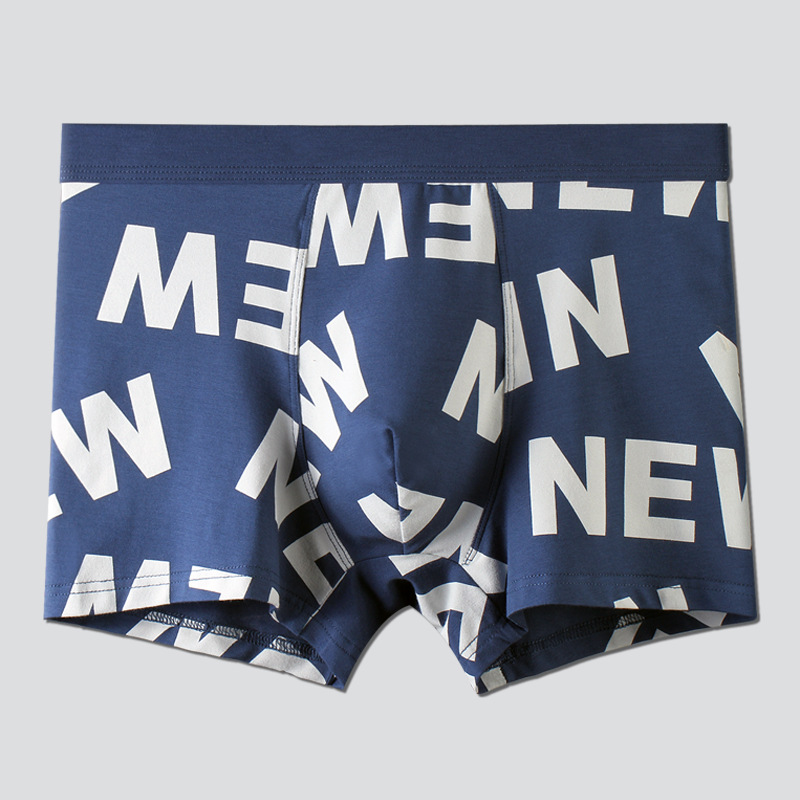 Sịp Đùi- Quần Lót Nam Boxer Cotton Mềm Nhẹ Thoáng Khí Họa Tiết Chữ New K023 - Tím,L