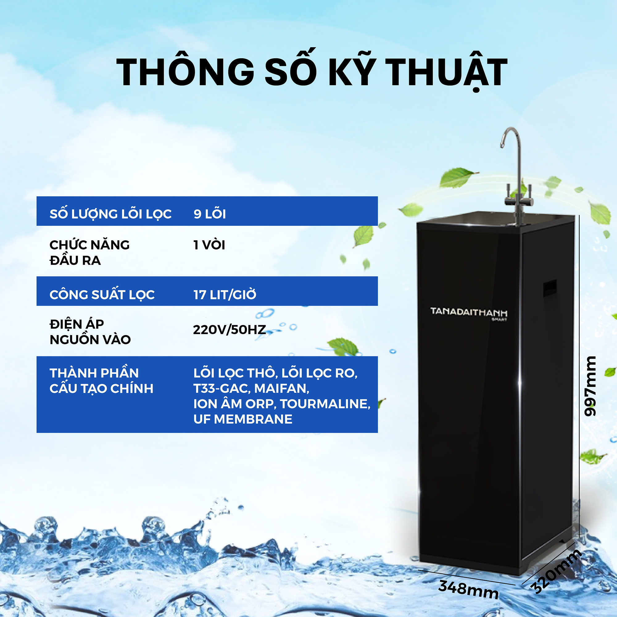 Máy lọc nước RO Tân Á Đại Thành Smart – 9 Lõi, Hàng Chính Hãng, Bảo Hành 12 Tháng