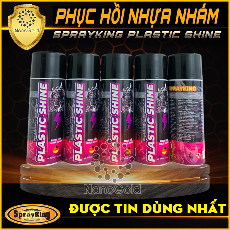 [SỐ ZÁCH] Chai Xịt Phục Hồi Nhựa Nhám Plastic Shine Sprayking 400ml Làm Bóng Sáng Tái Tạo Màu Cho Nội Thất Da Ôtô Làm Bóng Các Chi Tiết Xe Máy-Ôtô… Ecoshine