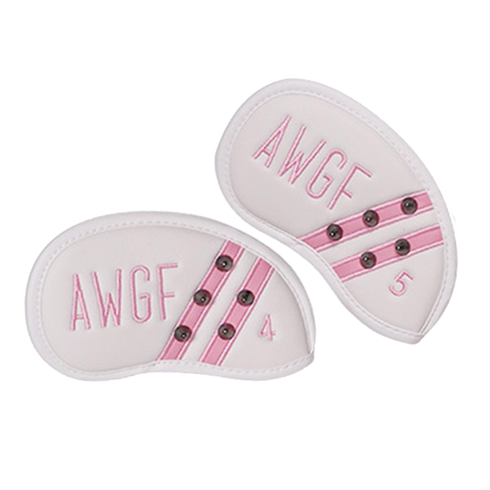 9 Pieces Club Head Covers Waterproof Leather 4-9,P,S,A Golf Iron Headcover White